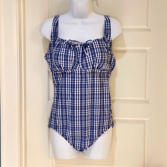 Kona Sol Check Tunnel High Coverage One Piece Swimsuit - Picture 2 of 8